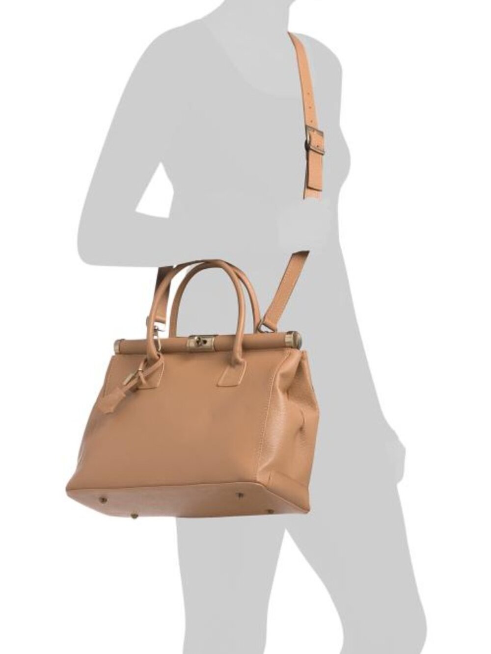VIOLA CASTELLANI Made In Italy Leather Frame Top Crossbody With Scarf On Handle - Picture 2 of 4